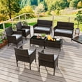 thumbnail image 4 of Costway 8 PCS Patio Furniture Set with Washable Cushions and Tempered Glass Coffee Table Grey, 4 of 9