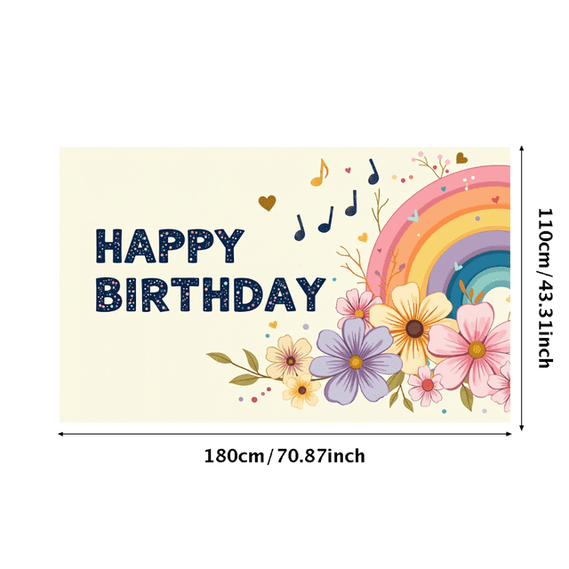 Colorful Flower Themed Happy Birthday Banner Background Party Decorations Backdrop for Birthday Party Photography Props Decor Happy Events