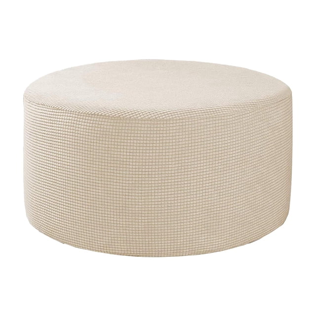 Lipstore Housse Extensible pour Pouf Pantoufles Pouf Rond pour Salon Repose-Pieds Extensible Beige (Housse Seulement)