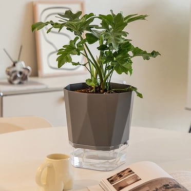 Clearance under $1 Tyidzon Flower Pots Transparent Household Pot Planter Lazy Automatic Water-absorbing Flower Pot White Resin Plastic Water Storage Basin