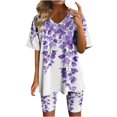 thumbnail image 2 of Blouses pour Femmes, Ensembles de Blouses Décontractées à Manches Courtes Imprimées et Col en V pour Femmes, 2 of 4