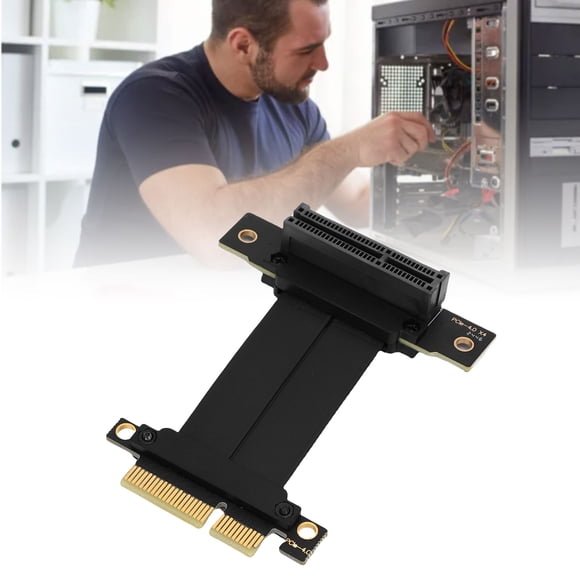 Graphics Card Extension Cable Gen 4 GPU PCIe 4.0 X4 Riser Cable 8GB s 90 Degree Black ABS and PCB Male to Female Adapter Card for PC Cases, Servers, Extreme Games