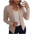 thumbnail image 2 of Qertyioot Nouveau Cardigan Manteau Décontracté Tendance à Manches Longues Uni pour Femme, 2 of 5