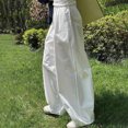 thumbnail image 1 of LSLJS Women's Spring and Solid Color Elastic Waist Cotton Linen Versatile Straight Tube Casual Wide Leg Pants Womens Work Pants, 1 of 6