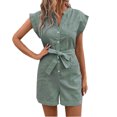 thumbnail image 1 of Summer Savings!wmjolc Womens Jumpsuit Front Bow Tie Dressy Rompers Button Short Romper Multi-Pockets Striped Cap Sleeveless Jumpsuits, 1 of 5