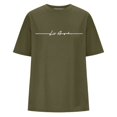 thumbnail image 4 of JIRNDf Hauts pour Femmes T-Shirts d'Été Tendance Imprimé Lettres Surdimensionné Col Rond Manches Courtes Décontracté Sport Ample Décontracté Simple T-Shirts Graphiques Mignons pour Adolescentes Vert Foncé TTG, 4 of 4