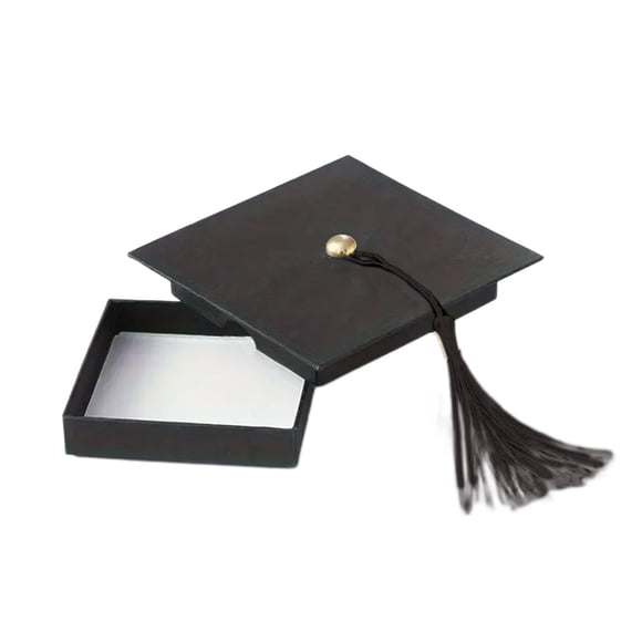 Boîte-cadeau en Papier Kraft Noire Noire à Thème de Fin d'Études avec Couvercle à Pompon pour Bijoux, Cadeaux de Fête, Petit Rangement Souvenir #O076e