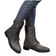 thumbnail image 4 of Styesk Bottes pour Femmes Bottes pour Femmes Mode Décontractée Bout Rond Mi-Mollet Couleur Unie Style Printemps et Automne Bottes à Fermeture Éclair Latérale Bottes de Travail pour Femmes, 4 of 6
