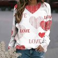 thumbnail image 1 of Chemise de Saint-Valentin pour Femmes 2024 Col Rond Chemises Décontractées Cœur d'Amour Graphiques Tees Manches Longues Amples Pull Tops Mode Vacances T-Shirt, 1 of 5