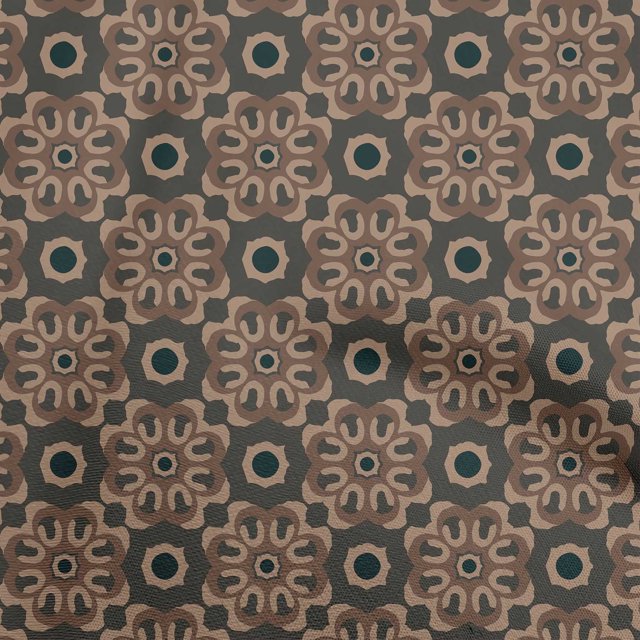 oneOone Cotton Jersey Brown Fabric Asian Block Craft Projects Decor Fabric Printed By The Yard 58 Inch Wide