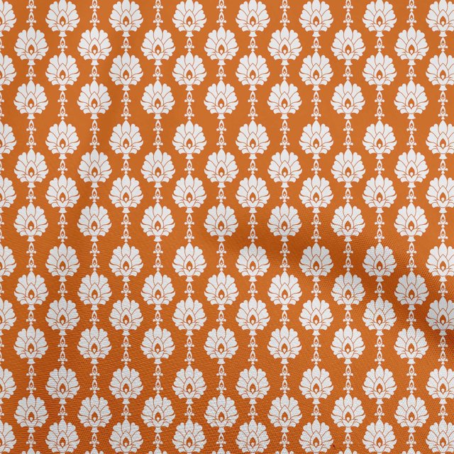 oneOone Velvet Orange Fabric Asian Block Sewing Material Print Fabric By The Yard 58 Inch Wide
