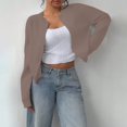 thumbnail image 2 of ManxiVoo Cardigan Court à Boutons pour Femmes, Manches Longues, Col Rond, Chandail Tricoté, Mignon, Tenue Décontractée, Taille TG, Gris, 2 of 7