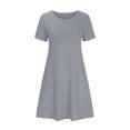 thumbnail image 5 of Ovzne Robes d'Été pour Femmes 2025 Robe pour Femme Mode Femmes Été Décontractée Col Rond Manches Courtes Robe Mini Unie Robe de Vacances Manches Courtes Liquidation, 5 of 5