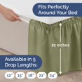 thumbnail image 4 of Wrap Around Dust Ruffle Bed Skirt - Sage Green - for Twin Size Beds with 21 Inch Drop - Elastic Strap - Adjustable Pleated Bedskirt with Brushed Fabric and Wrinkle Free - for Women Men Kids & Teens, 4 of 5
