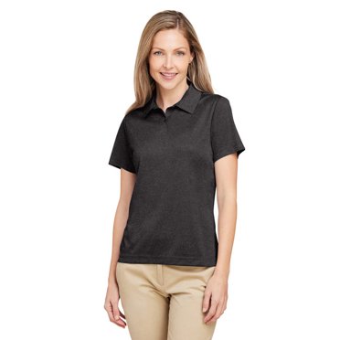 Team 365 TT51HW Ladies' Zone Sonic Heather Performance Polo - BLACK HEATHER - L