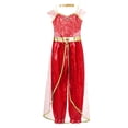 thumbnail image 3 of Hansber Enfants Filles Costumes de Princesse Arabe Déguisement Tenue de Fête Jasmine Cosplay Combinaisons Rouge 12, 3 of 5