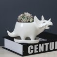thumbnail image 4 of Flmtop 3D Cartoon Flowerpot Drain Hole Ceramic Creative Triceratops Shape Flowerpot for Desktop, 4 of 9