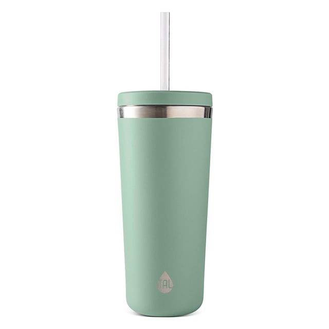 TAL Stainless Steel Ranger Tumbler with Straw 24oz in mint, a durable insulated beverage container with a Mat finish, Stainless Steel rim, and clear reusable Straw, ideal for Keep drinks cold or hot and suitable for outdoor or travel use.