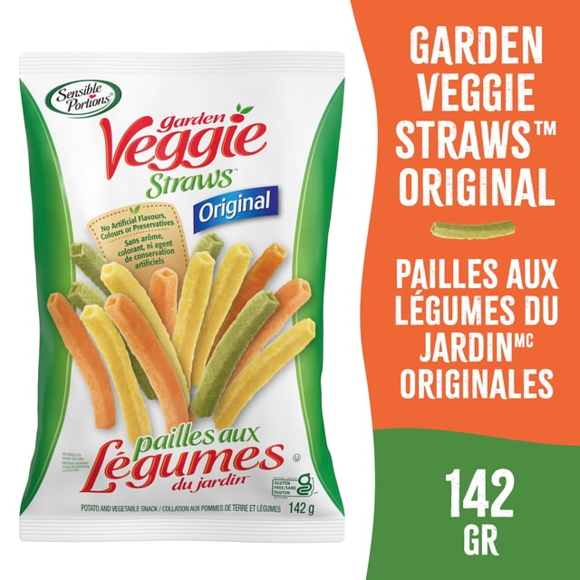 Sensible Portions® Veggie Straws™ Croustilles Sans Gluten à Saveur Originale dans un Sac de 142 g avec des Pailles de Légumes Croquantes Multicolores Faites de Pommes de Terre, de Tomates et d'Épinards, Convenant au Partage et à l'Emballage dans des Boîtes à Lunch pour Enfants.