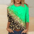 thumbnail image 1 of Hauts pour Femmes Grande Taille T-shirt Ample Imprimé de Mode pour Femmes Blouse à Manches 3/4 Col Rond Hauts Décontractés Hauts pour Femmes Été en Liquidation, 1 of 4