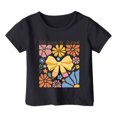 thumbnail image 1 of PMVFHDE T-Shirts Mignons Hauts Basiques pour Fille Hauts pour Fille Hauts Tendance pour Fille T-Shirts pour Fille Mode Garçon et Fille Tendance Décontracté Imprimé Col Rond Ample Manches Courtes T-Shirt Haut Noir, 3-4 Ans, 1 of 4