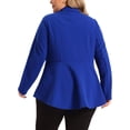 thumbnail image 3 of Agnes Orinda Women's Plus Size Blazer Button Notch Panel Ruffle Peplum Blazers 1X Cobalt Blue, 3 of 6
