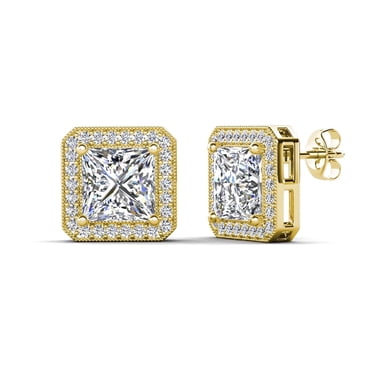 Cate & Chloe Norah 18k Yellow Gold Plated Stud Earrings with Simulated Diamond Crystals for Women
