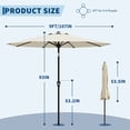 thumbnail image 2 of Parasol de Marché de 9 Pi avec Manivelle et Inclinaison, UPF 50 Plus Imperméable pour Terrasse Extérieure, Pare-Soleil avec 8 Baleines Renforcées, Parasol avec Protection UV pour Jardin, Terrasse, Piscine, Balcon, Rouge Bleu Ciel Jaune Marine Kaki Blanc, 2 of 7