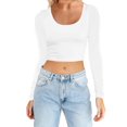 thumbnail image 1 of Kcodviy Femmes Léger Yoga Court Manches Longues Chandails de Course Hauts Coupe Ajustée Manches Longues Polyester T-Shirt Femmes Manches Entraînement T-Shirts Manches Longues Chemise Femmes pour Superposition Blouse, 1 of 7