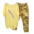thumbnail image 1 of Hauts d'Été zanvins Tendance pour Femmes, T-Shirt à Col Rond Imprimé à Manches Mi-Longues, Chandail à Enfiler, Hauts + Ensembles Pantalon, 1 of 6