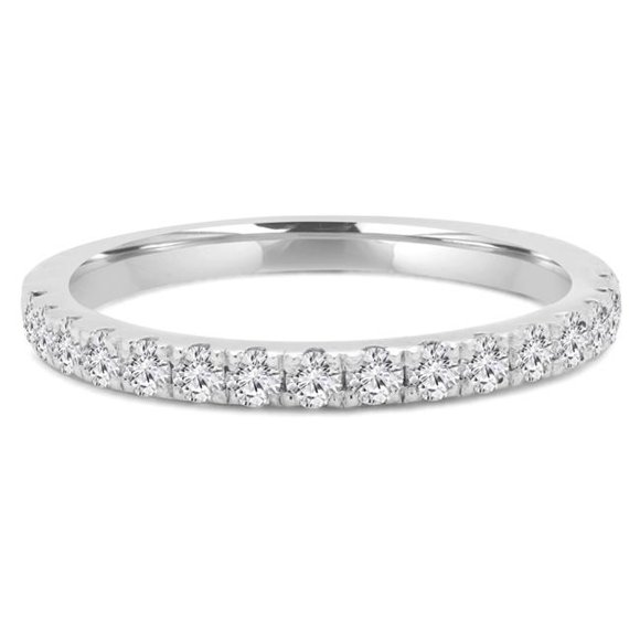 0.25 CTW Round Diamond Semi-Eternity Wedding Band Ring in 14K White Gold - Size 3