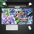 thumbnail image 4 of Large Mouse Pad 31.4 x 15.7inches 3mm XXL Extended Gaming Mouse Pad Mat with Non-Slip Base Stitched Mousepad for Computer,Office,Keyboard and Laptop-Colorful Plants Succulents，Waterproof Desk Mat, 4 of 5