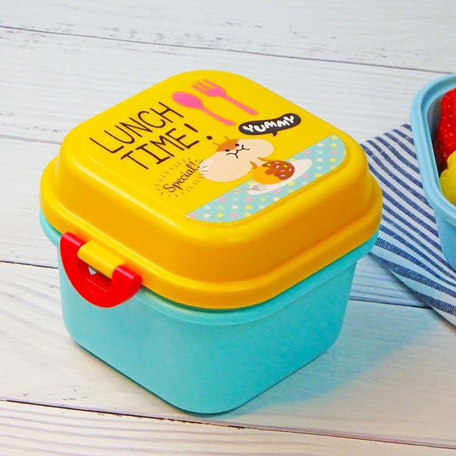 Oleegame 1PC Produce Storage Cute Animal Children's Snack Box Bento Box Double Lunch Box Yellow