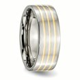 thumbnail image 4 of Bague Anneau Plat en Titane Incrusté Jaune 14k 8 mm Poli Taille 13, 4 of 6