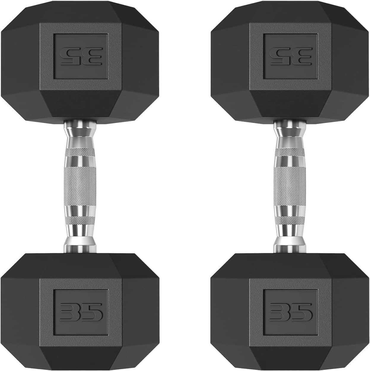 YUSAZENS PVC Carbon Steel 35LB Pair Dumbbell Set Heavy Duty Strength Training Bodybuilding Workout Equipment for Home Gym Black