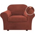 thumbnail image 1 of Modern Velvet Plush 4 Piece High Stretch Sofa Slipcover Furniture Protector Form Fit Luxury Thick Sofa Cover, Machine Washable, 1 of 6