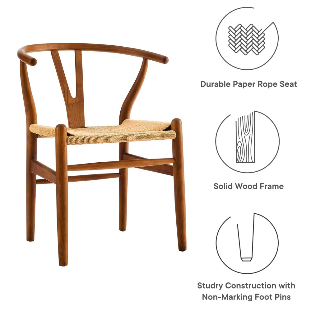 Heavenly Collection | Wishbone Walnut Wood Dining Chair for Kitchen or Dining Room