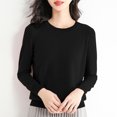 thumbnail image 2 of Yuyuzo Long Sleeve Shirts for Women Crewneck Ribbed Knit Sweater Tops Solid Color Loose Pullover, 2 of 5