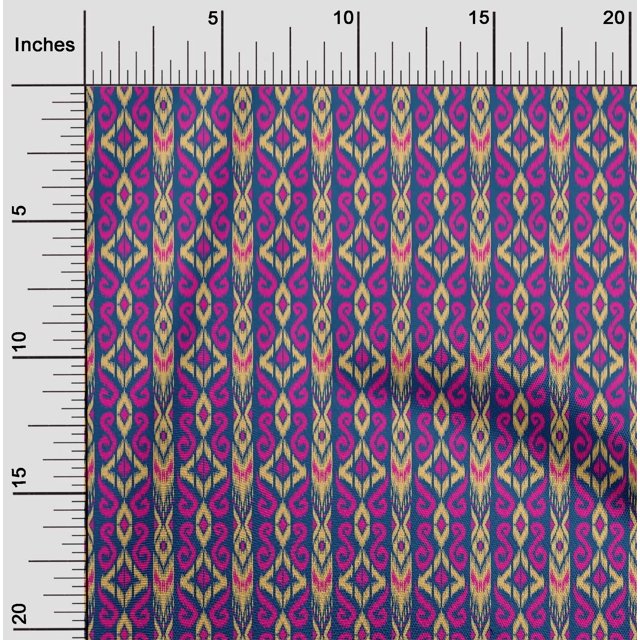 oneOone Polyester Lycra Fabric Stripe & Swirl Ikat Print Sewing Fabric BTY 56 Inch Wide