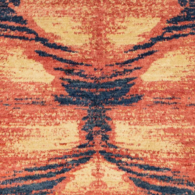 Ahgly Company Tapis d'Intérieur Carrés Abstraits Rouge Brique de Feu Abstrait, 6 Pieds Carré