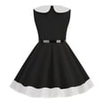 thumbnail image 4 of TopLLC Robe Sans Manches Col Rond Filles Été Rétro Taille Rayée Couleur Unie Manches Volantes Robe Col Rond Girl Dress, 4 of 4