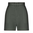 thumbnail image 4 of LOVZFMLL Women's Solid Suit Pant With Pockets Waisted Shorts With Belt Dark Gray S, 4 of 6