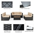thumbnail image 4 of YODOLLA 7-Piece Patio Furniture Set, Black Rattan Wicker Outdoor Sectional Sofa Couch with Table Patio Conversation Set for Lawn& Backyard In Beige, 4 of 7