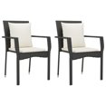 thumbnail image 2 of vidaXL 3 Piece Garden Dining Set with Cushions Black Poly Rattan, 2 of 5