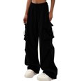 thumbnail image 1 of Timegard Cargo Pants for Women Elastic High Waist Solid Color Straight Leg Outdoor Pants with Pockets, 1 of 5