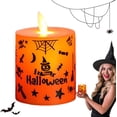 thumbnail image 3 of YSTIANN 2 Pack Halloween LED Tea Light Candles - Battery Operated Flameless Candles with Flickering Flame Effect, Graffiti Pattern for Spooky Bookshelf Tabletop Decor WJ94-2781, 3 of 7