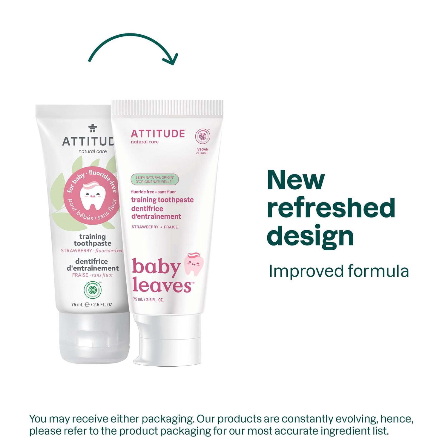 ATTITUDE baby leaves, Dentifrice d'Entraînement, Sans Fluorure, Fraise