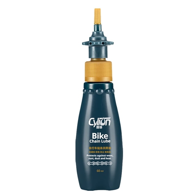 Agiferg 60ML Mountain Bike MTB Bicycle Chain Lubricant Lube Oil with Cleaning Cloth. The bottle features a dark blue design with a yellow ergonomic nozzle for precise application. Ideal for bike maintenance, including chains, bearings, and flywheels, offering lubrication, abrasion resistance, and anti-rust properties. Includes a cleaning cloth.
