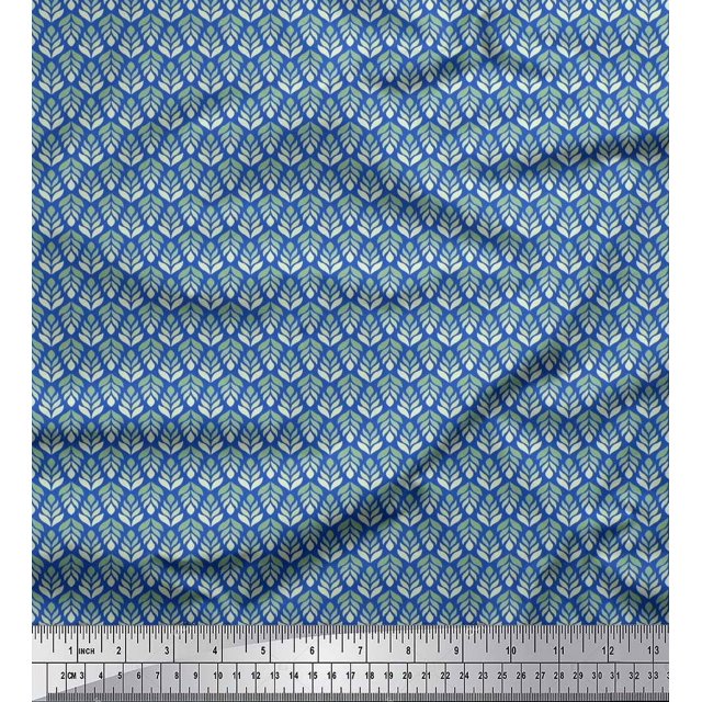 Soimoi Rayon Crepe Fabric Leaves Small Print Fabric by The Yard 46 Inch Wide