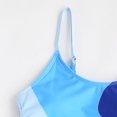 thumbnail image 4 of XIMIN Girl's Color Block Drawstring Side One Piece Full Coverage Ruched Long Torso Swimsuit Spaghetti Strap Beach Pool Party Bathing Suit (8-9 Years, Blue), 4 of 5